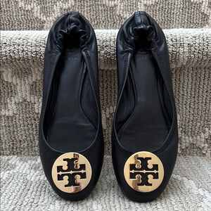 TORY BURCH - Ballet Flats - Black Gold Logo